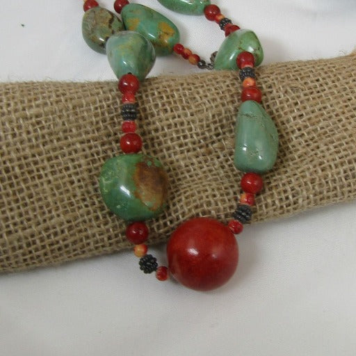 Statement Turquoise Nugget Necklace Handcrafted - VP's Jewelry  
