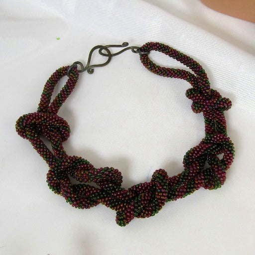 Elegant Necklace in Shades of Moroon Seed Beads - VP's Jewelry