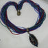 Multi-colored Seed Bead Necklace with Blue Lampwork Pendant - VP's Jewelry