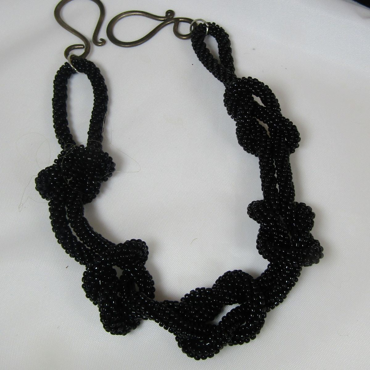 Black Handmade Seed Bead Knotted Necklace - VP's Jewelry