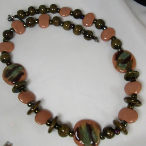 Handmade Kazuri Bead Necklace in African Sunset Brown - VP's Jewelry