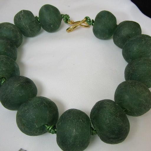 Large Green Beaded Necklace Bold Statement Style - VP's Jewelry  