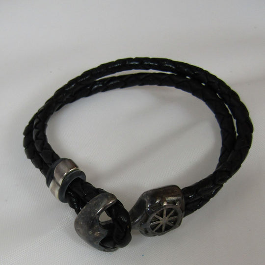Man's Leather Cord Bracelet Anchor & Ships Wheel - VP's Jewelry