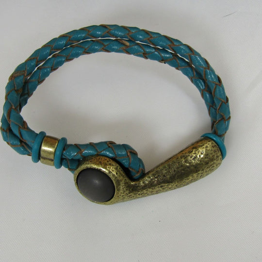 Brass Half Cuff & Leather Bracelets - VP's Jewelry