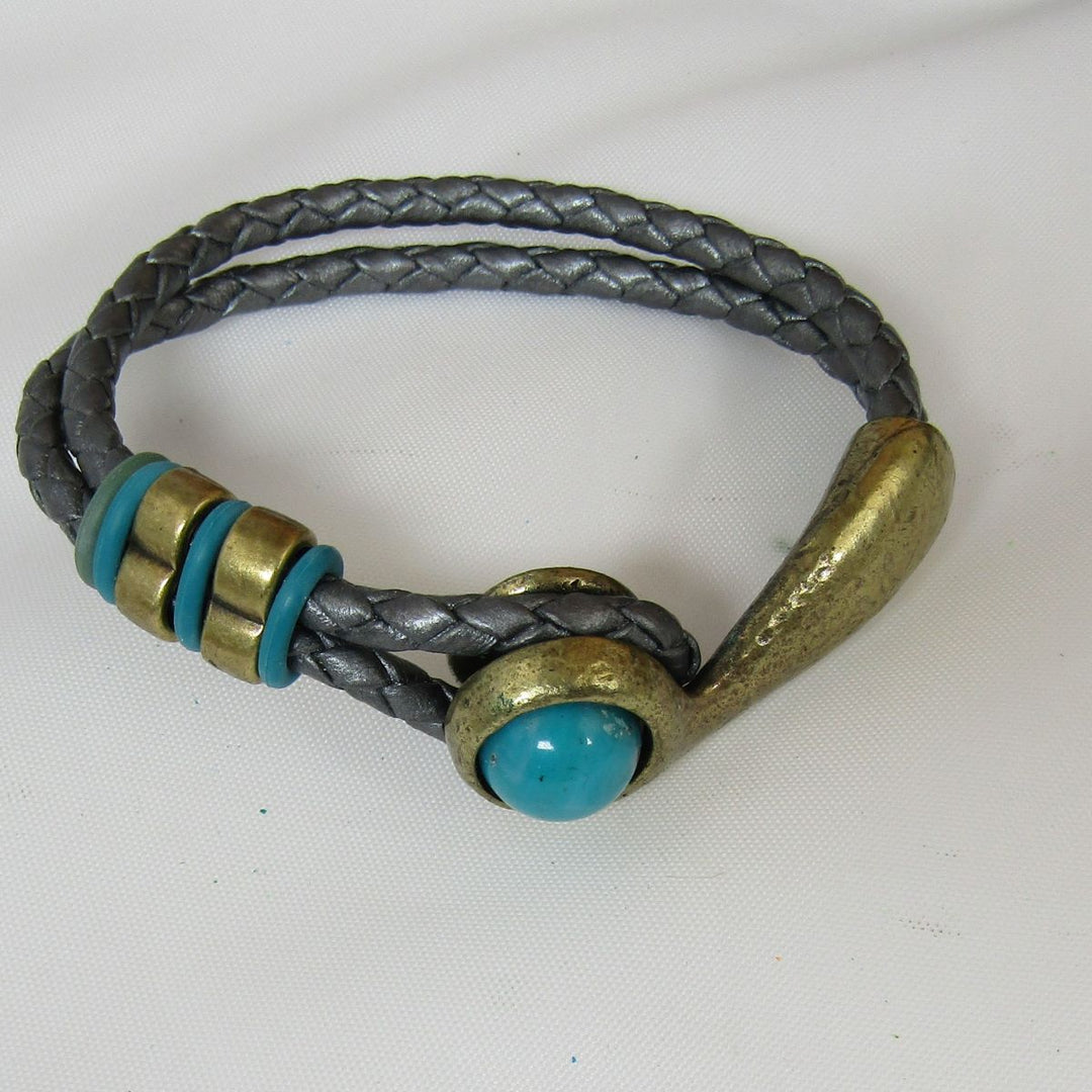 Brass Half Cuff & Leather Bracelets - VP's Jewelry