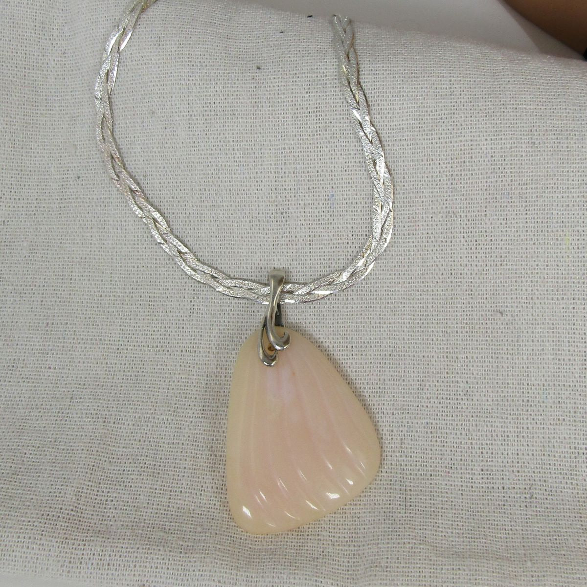 Big Peruvian Pink Opal Pendant Necklace - VP's Jewelry