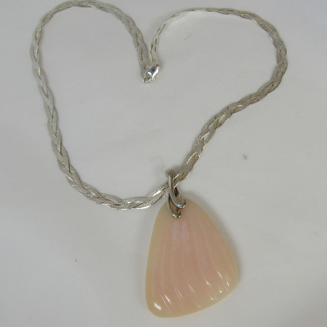 Big Peruvian Pink Opal Pendant Necklace