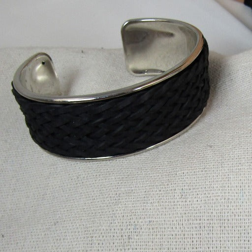 Gun Metal Cuff Bracelet Leather Insert - VP's Jewelry