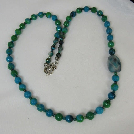 Turquoise Gemstone Beaded Necklace Chrysocolla