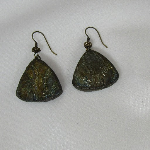 Iridescent Gold Artisan Handmade Earrings Raku Glaze - VP's Jewelry  