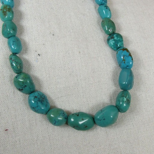 Chunky Turquoise Nugget Beaded  Necklace Handmade - VP's Jewelry