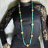 Copper Wood and Turquoise Long Bead Necklace