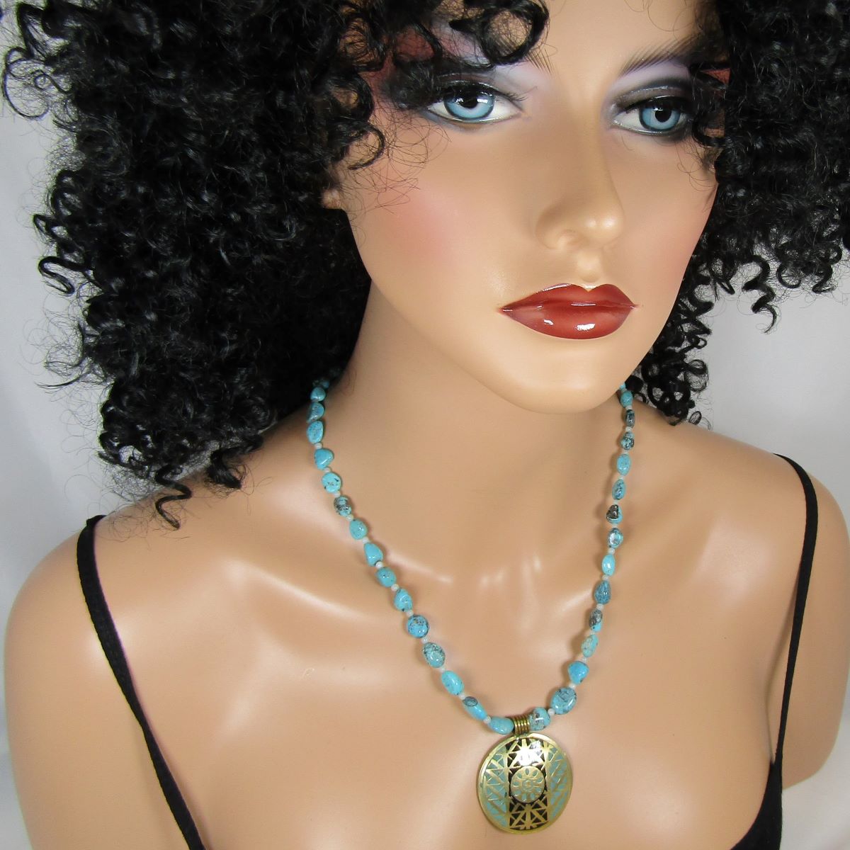 Turquoise Nugget Necklace with Medallion - VP's Jewelry