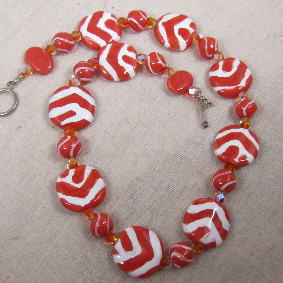 Handmade Kazuri Bead Necklace in Melon - Fair Trade Necklace - VP's Jewelry  