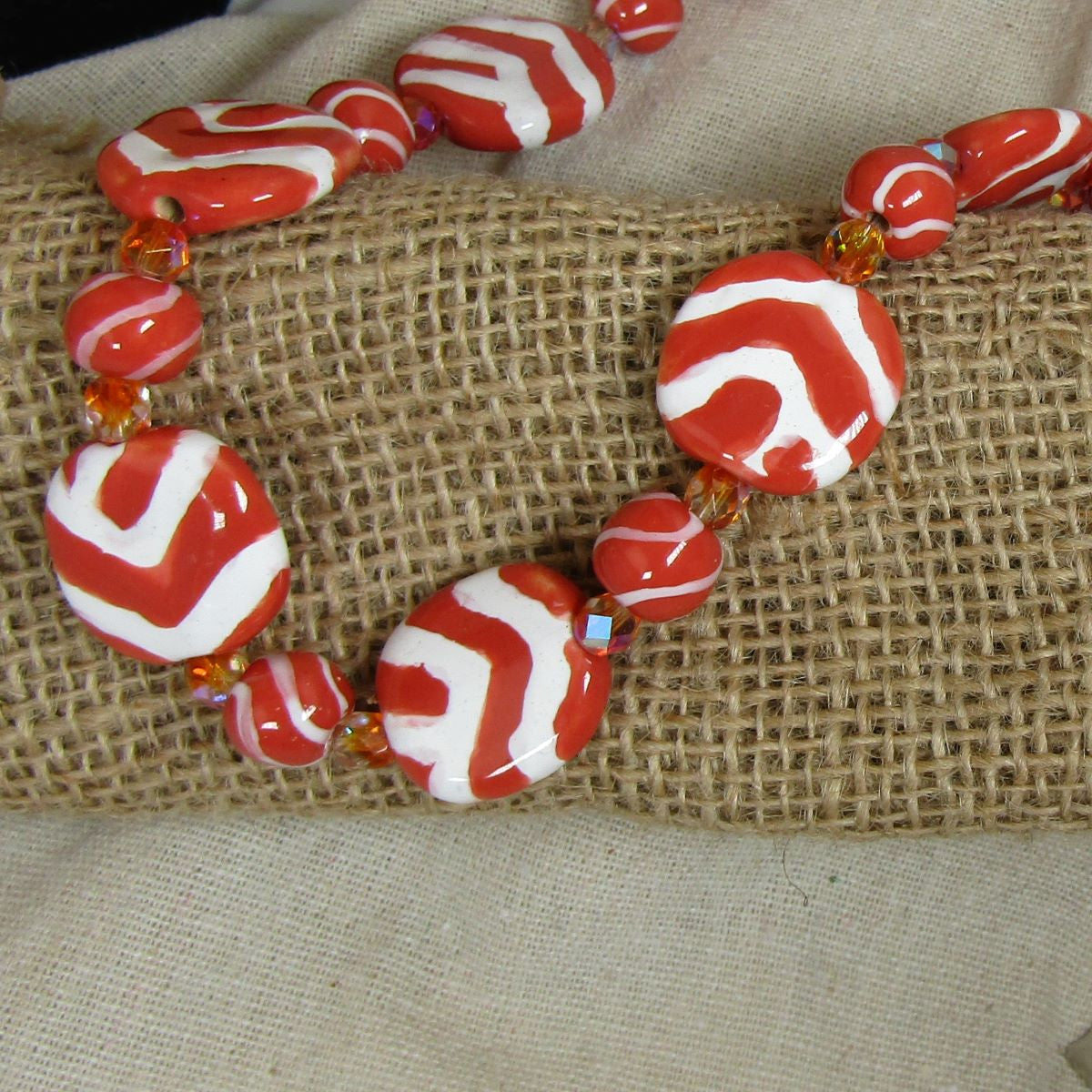 Handmade Kazuri Bead Necklace in Melon - Fair Trade Necklace - VP's Jewelry  