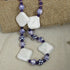 Big Bold Statement Kazuri Necklace White & Purple - VP's Jewelry  