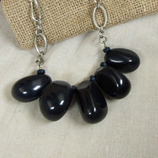 Bold Navy Blue Tagua Nut Statement Necklace - VP's Jewelry  