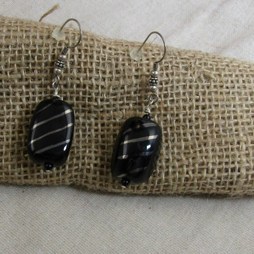 Kazuri Earring in Black and Silver - VP's Jewelry  