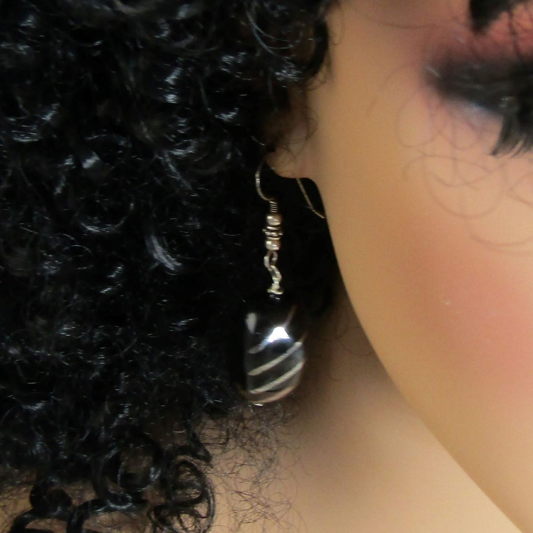 Kazuri Earring in Black and Silver - VP's Jewelry  