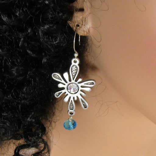 Handmade silver Flower Drop Earrings - VP's Jewelry