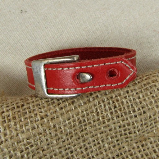 Red Leather Bracelet with Buckle Clasp - VP's Jewelry