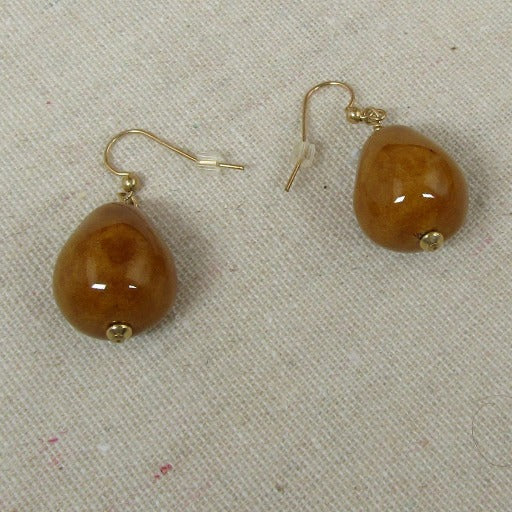 Honey Kazuri Teardrop Handmade Earrings - VP's Jewelry  