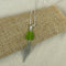 Olive Green Sea Glass & Silver Mesh Pendant Necklace - VP's Jewelry