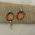 Handmade Emerald Green & Orange Flower Earrings Golem - VP's Jewelry  