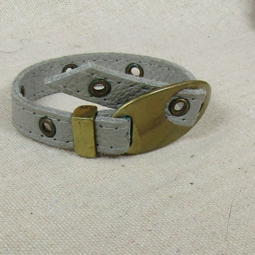 Grey Leather Bracelet Buckle Clasp Kids - VP's Jewelry
