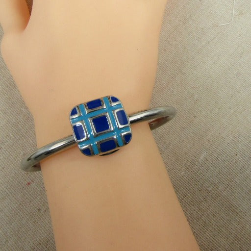 Blue on Blue Accent Bangle Bracelet - VP's Jewelry