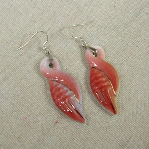 Pink & White Ceramic Earrings Handcrafted Jewelry - VP's Jewelry