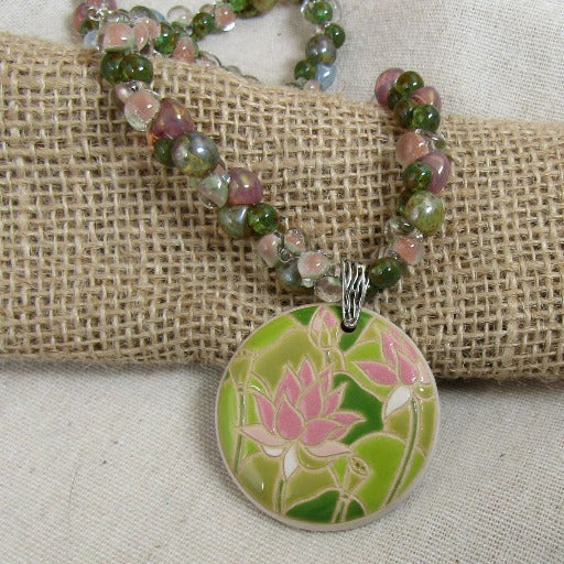 Lotus Blossom Handmade Artisan Bead Pendant Necklace - VP's Jewelry 