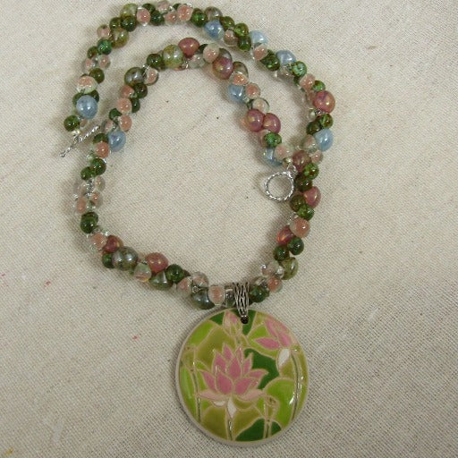 Lotus Blossom Handmade Artisan Bead Pendant Necklace - VP's Jewelry 