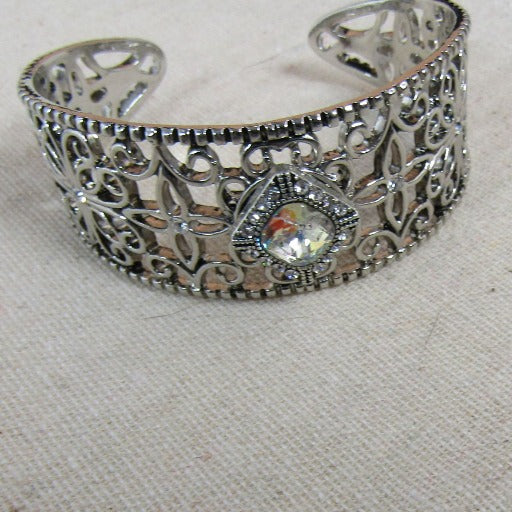 Bangle Cuff Bracelet Rhinestone Accent - VP's Jewelry