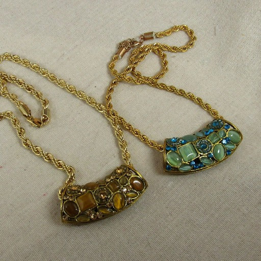 Crystal & Gold Barrel Pendant Necklace - VP's Jewelry