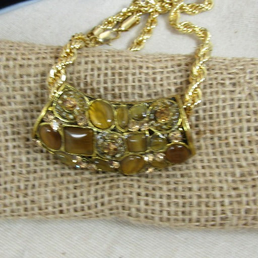 Crystal & Gold Barrel Pendant Necklace - VP's Jewelry