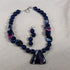 Blue & Purple Handmade Kazuri Bead Necklace & Earrings - VP's Jewelry