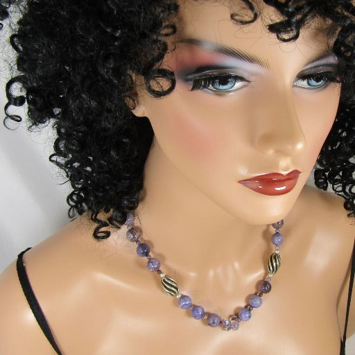 Purple Crazy Lace Agate Gemstone Necklace - VP's Jewelry