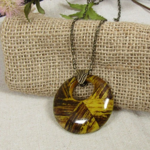 Brown Inlaid Horn Pendant Necklace - VP's Jewelry