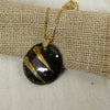 Black and Gold Large Kazuri Pendant Necklace - VP's Jewelry