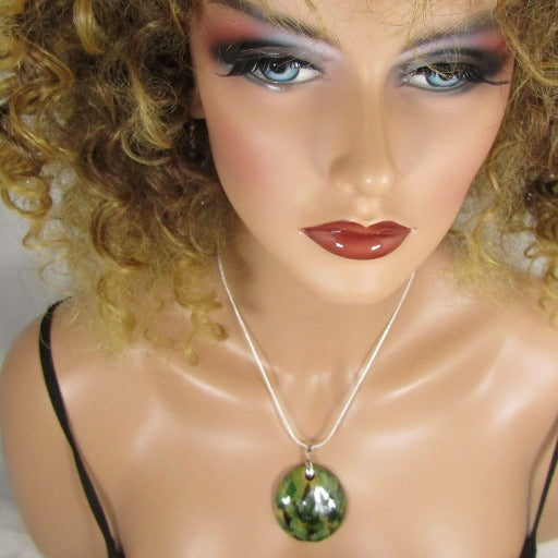 Green Kazuri Pendant Necklace & Earrings - VP's Jewelry