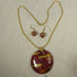 Red & Gold Kazuri Handmade Pendant Necklace & Earrings - VP's Jewelry
