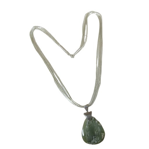 A Rare Macedonia Green Opal Gemstone Pendant Necklace