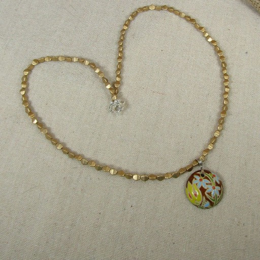Delicate Handmade Yellow & Blue Flower Pendant Necklace - VP's Jewelry  