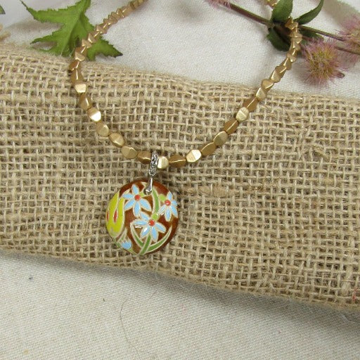 Delicate Handmade Yellow & Blue Flower Pendant Necklace - VP's Jewelry  