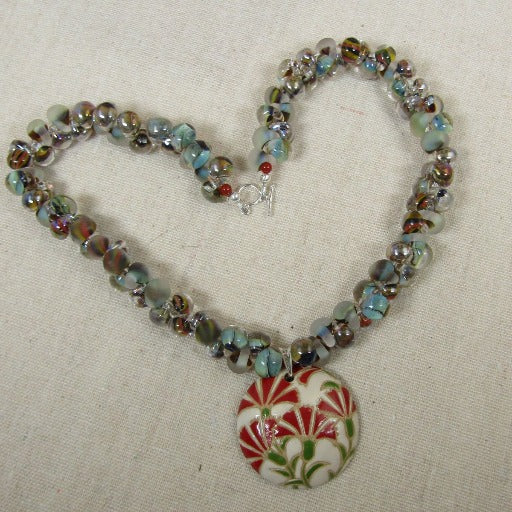 Handmade Red Carnation Artisan Pendant Necklace - VP's Jewelry 