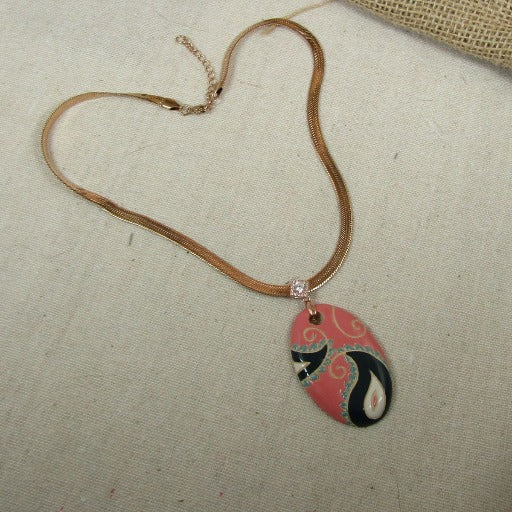 Pink & Black Artisan Handmade Pendant Necklace - VP's Jewelry