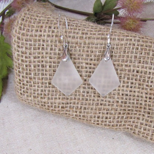 Crystal Sea Glass Triangle Drop Earrings