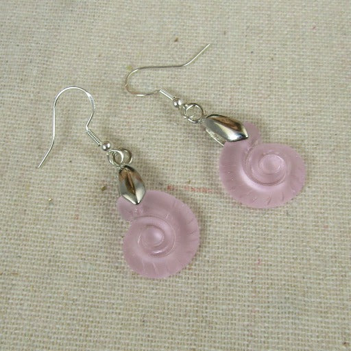 Pink Sea Glass Sea Shell Earrings - VP's Jewelry