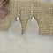 Frosted Clear Sea Glass Drop  Earrings